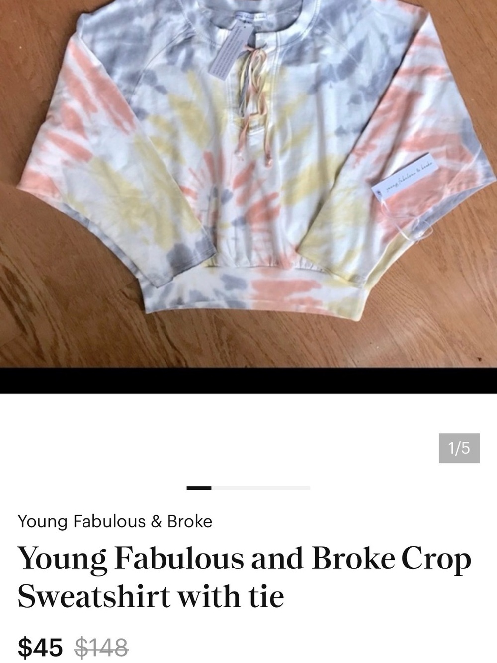 Young Fabulous & Broke Tie-Dye Sweatshirt in Yellow, Blue, Gray